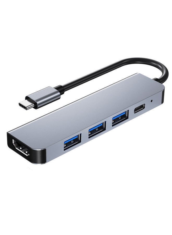 Type-c Docking Station 8-in -1 Multifunctional USB3.0 Docking Station 100 Megabit Network Port USB Splitter With Card Reader-Color:[type-c Head] Five-in-one (1 C Port)  - Image 1