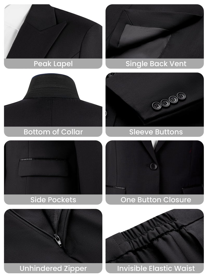 Kelyaa Women's 2 Piece Business Office Suit Lady Peaked Lapel Slim Fit One Button Blazer Jacket and Pants Set Black - Image 3