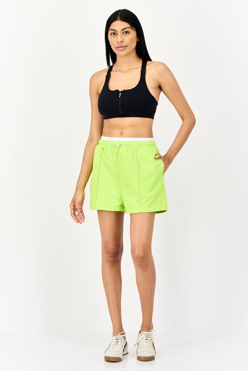 ESPRIT Women Solid Drawstring Basic Shorts, Lime - Image 4