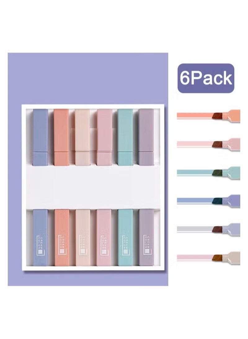 Highlighter Pens Pastel Colors Chisel Tip Marker Pen 6PC Assorted Gel Highlighters Set No Bleed Dry Fast Easy to Hold for Journal Bible Planner Notes School Office Supplies - Image 4