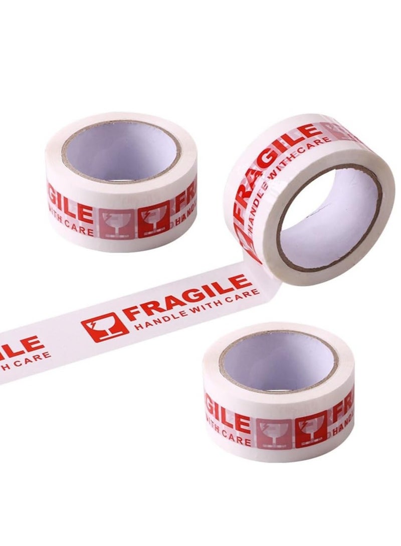 Rubik Fragile Tape 100 Meters Roll, 5cm Width, Strong Adhesive Red Fragile Handle with Care Warning Packing Tape for Shipping Packing Moving (3 Roll)  - Image 1