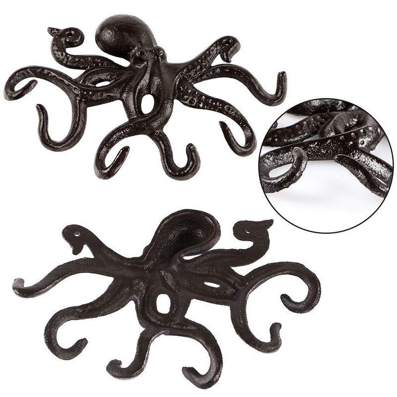MDLUU Octopus Hook - Nautical Wall Key Holder, Antique Cast Iron Hook for Coat, Hand Towel, Bathrobe, Jacket - Image 4