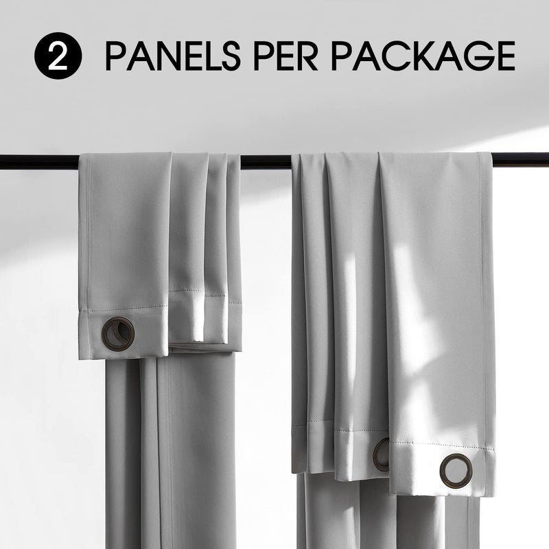 Rutterllow 2 Panels Full Light Blocking Curtains & Drapes for Bedroom - Antique Copper Bronze Grommet Window Treatment Blackout Curtain for Living Room (Light Grey  70 inch Width x 63 inch Length) - Image 5
