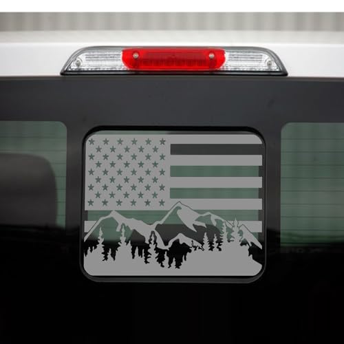 Yukauto Rear Back Middle Window Decal Fits Ford F150 F250 F350 20152025 Mountain Scene American Flag Vinyl Stickers Matte Black - Image 1