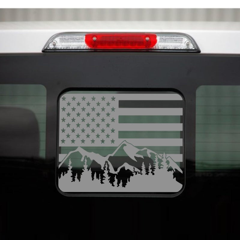 Yukauto Rear Back Middle Window Decal Fits Ford F150 F250 F350 20152025 Mountain Scene American Flag Vinyl Stickers Matte Black - Image 3