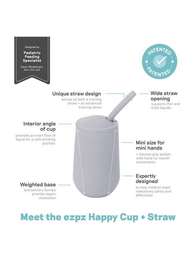 ezpz ezpz Happy Cup + Straw Training System - 100% Silicone Training Cup for Toddlers + Preschoolers + Kids - Designed by Pediatric Feeding Specialist - Non-Slip, Tactile Bumps - 237ml - 24 Months+(Pewter)  - Image 3