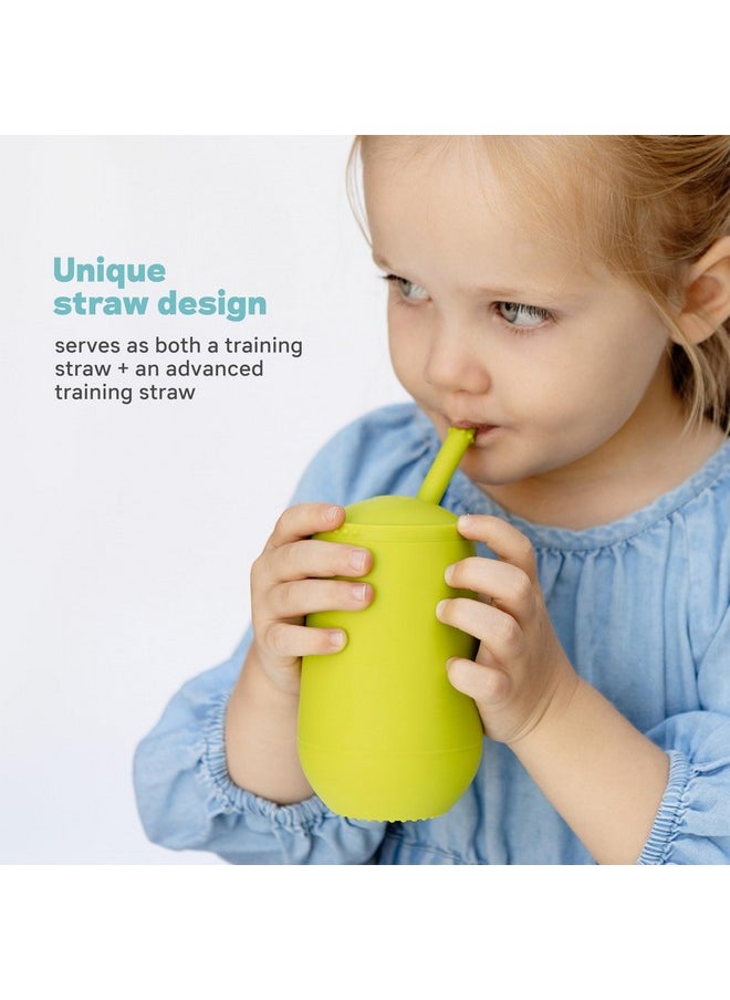 ezpz ezpz Happy Cup + Straw Training System - 100% Silicone Training Cup for Toddlers + Preschoolers + Kids - Designed by Pediatric Feeding Specialist - Non-Slip, Tactile Bumps - 237ml - 24 Months+(Pewter)  - Image 5