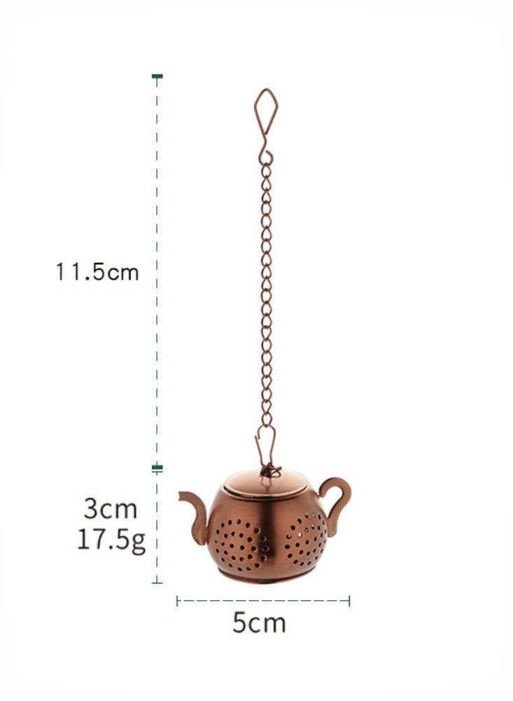 Teapot-shaped Tea Infusers with Chain Hook, 2 Pack Stainless Steel Tea Strainer, Gold and Rose Gold  - Image 3