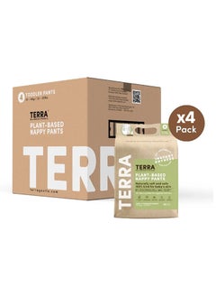 Terra Pack Of 4 Terra Size 4 Training Toddler Pants– 85% Plant Based Pull-Up Style Diapers, Ultra-Soft And Chemical-Free For Sensitive Skin, Superior Absorbency, 3D Leak Guards, 100% Biodegradable Bamboo Fibre, Perfect Overnight Diapers, For Toddlers 22-30 lb 10 -14 kg, 12-24 Months, 16 Count  - Image 1