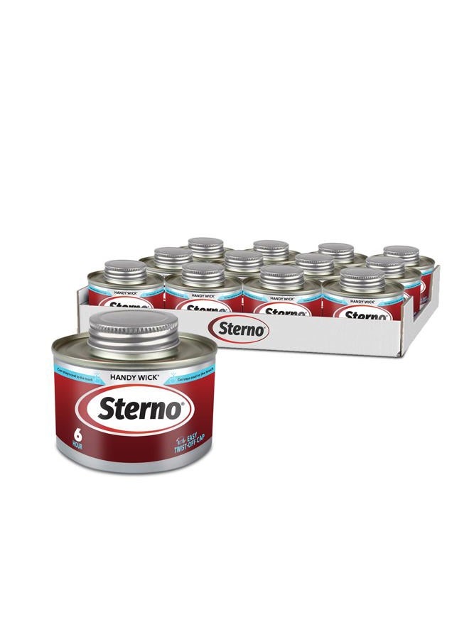 Sterno 6 Hour Handy Wick Canned Heat, Chafing Fuel Cans for Catering, 12 Pack - Image 1