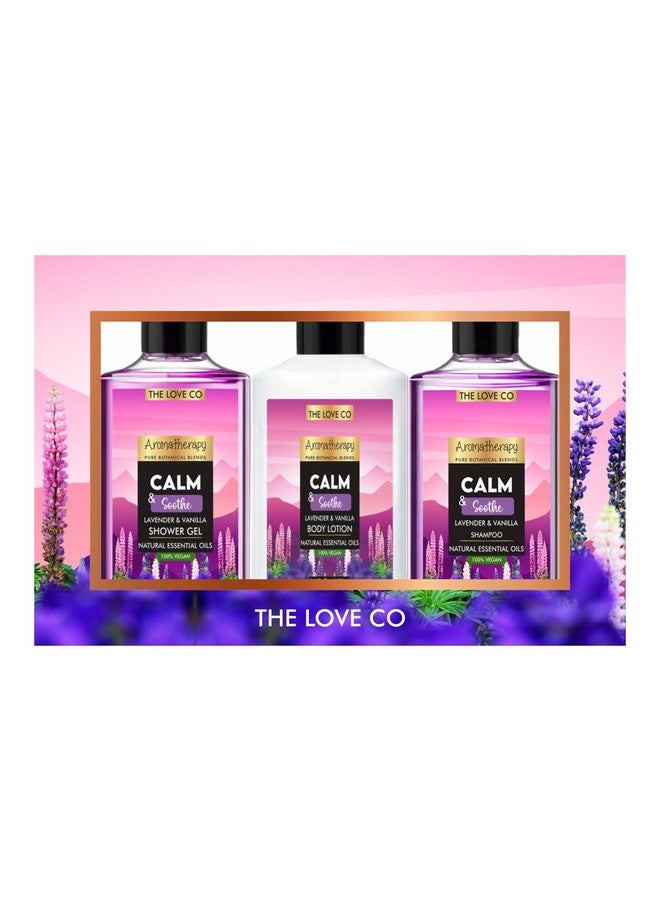 THE LOVE CO. Lavender Gift Collection | Indulge In Travel Pack Shower Gel, Body Lotion & Shampoo | Ideal Birthday & Special Occasion Hamper - Pack Of 3 - Image 1