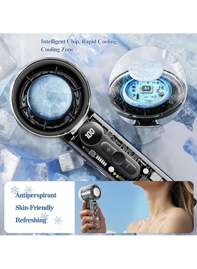 MHR Portable Handheld Fan with LED Display, Rechargeable Mini Travel Fan for Office, Outdoor & Home Use - Image 3