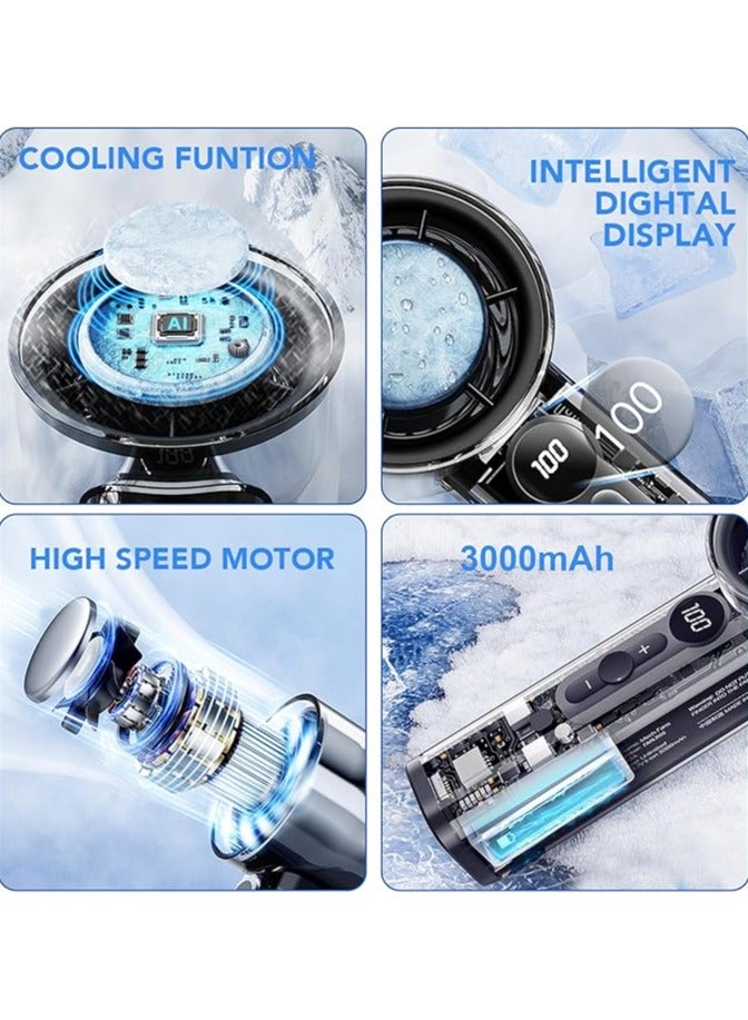 MHR Portable Handheld Fan with LED Display, Rechargeable Mini Travel Fan for Office, Outdoor & Home Use - Image 2