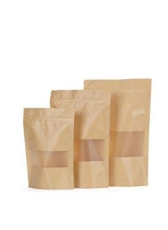 KCL KCL Kraft Paper Stand up Pouches with Rectangle Transparent window (Food Grade) Dimension- 6 * 9 Inches - Capacity - 250 Gms - Brown Color (With Ziplock) - Pack of 100 Pc  - Image 4