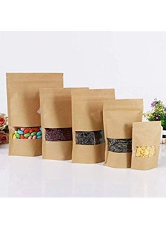 KCL KCL Kraft Paper Stand up Pouches with Rectangle Transparent window (Food Grade) Dimension- 6 * 9 Inches - Capacity - 250 Gms - Brown Color (With Ziplock) - Pack of 100 Pc  - Image 2