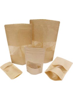 KCL KCL Kraft Paper Stand up Pouches with Rectangle Transparent window (Food Grade) Dimension- 6 * 9 Inches - Capacity - 250 Gms - Brown Color (With Ziplock) - Pack of 100 Pc  - Image 3
