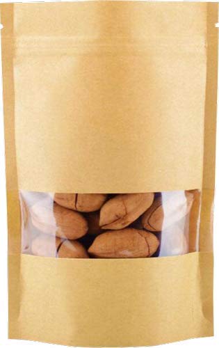 KCL KCL Kraft Paper Stand up Pouches with Rectangle Transparent window (Food Grade) Dimension- 6 * 9 Inches - Capacity - 250 Gms - Brown Color (With Ziplock) - Pack of 100 Pc - Image 5