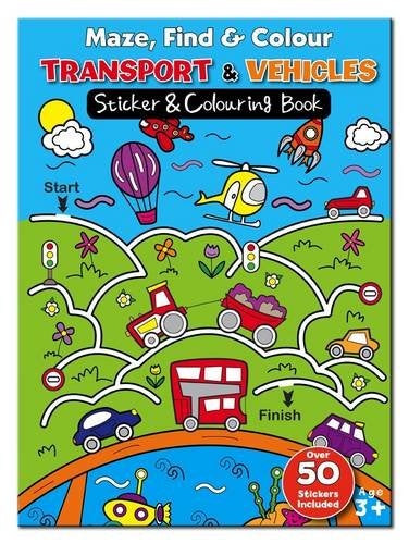 Maze Find and Colour Book - Transport & Vehicles 