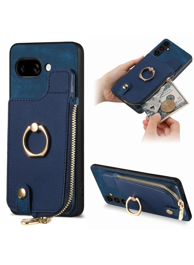 اس-توب جراب لهاتف Google Pixel 9a، جراب خلفي بحلقة جلدية متقاطعة وسحاب عمودي - Image 1