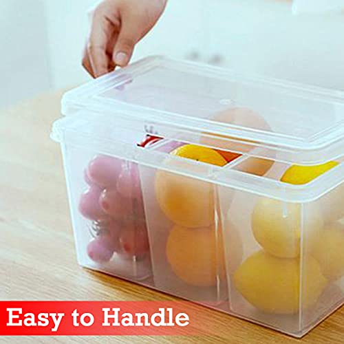 Kitchen ware Kitchenware Plastic Square Handle Fridge Food Storage Organizer with Lid and 3 Smaller Bins - Clear - Image 2