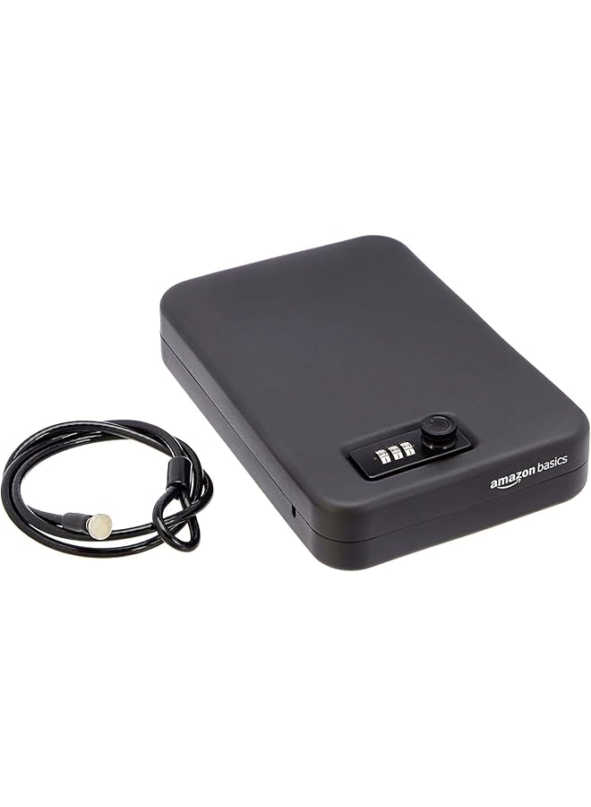 إيروريكس صندوق أمان محمول مزود بقفل تركيبة لحفظ المستندات والمجوهرات، مقاس XL أسود - Image 1