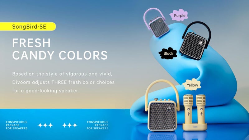 Divoom SongBird-SE 18W Bluetooth Speaker with Dual Wireless Microphones Bluetooth 5.2 AUX MicroSD Wired Input Built-in Mic 8H Playtime Compact Karaoke Design Speaker - Black - Image 1