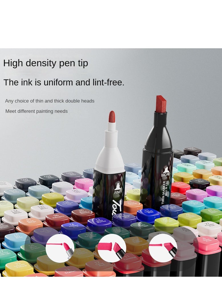 120-color marker set, dual-tip marker pens, oil-based and watercolor pens, for students and children, colored pens for drawing