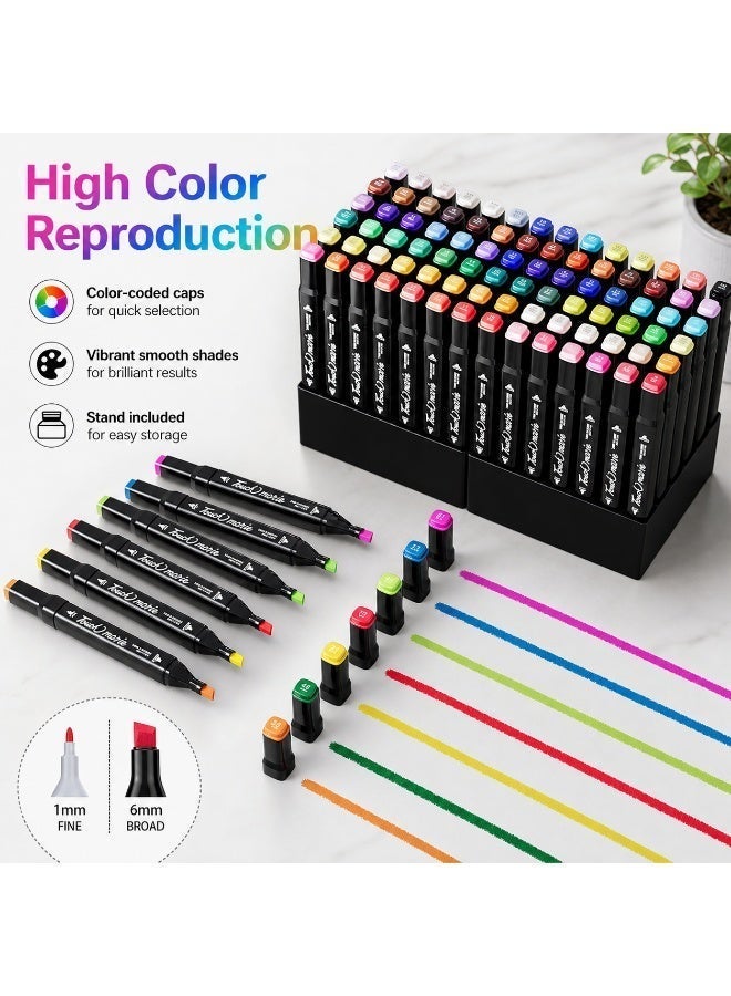 Touch 120-color marker set, dual-tip marker pens, oil-based and watercolor pens, for students and children, colored pens for drawing - Image 4
