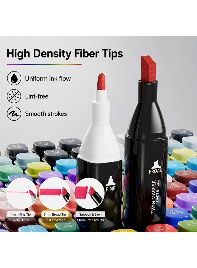 Touch 120-color marker set, dual-tip marker pens, oil-based and watercolor pens, for students and children, colored pens for drawing - Image 3