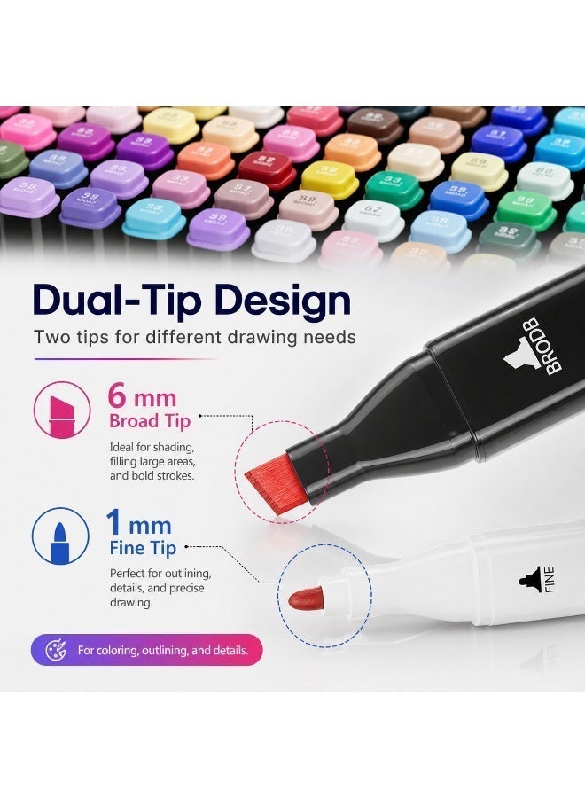 Touch 120-color marker set, dual-tip marker pens, oil-based and watercolor pens, for students and children, colored pens for drawing - Image 2