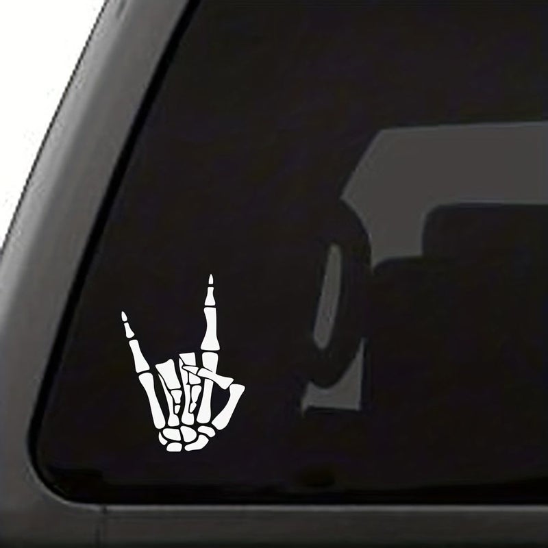 Black Skeleton Hand Rock On Vinyl Decal Sticker 1pc Metal Horn Hand Sign for Car Tumbler Cup Decal - Image 5