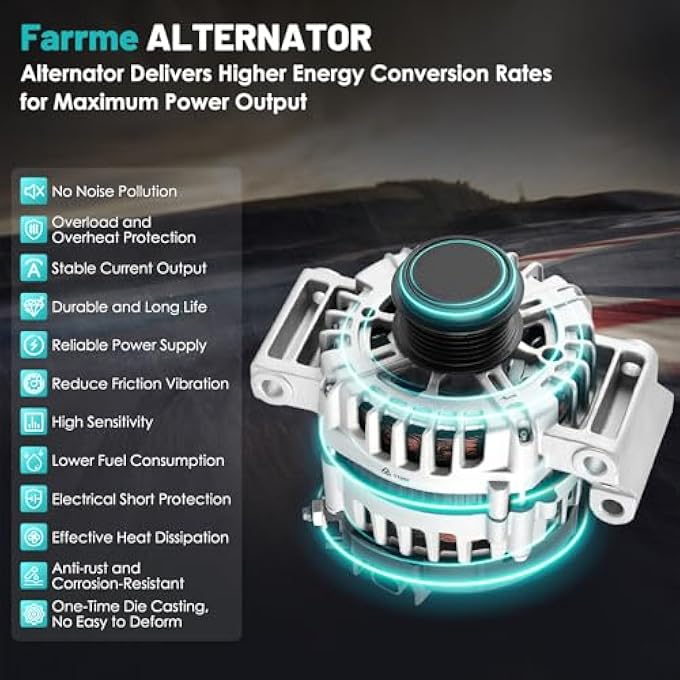 Farrme 11265 Car Alternators 125 Amp 7-Groove Pulley Fit for Chevrolet Malibu 2008-2012, Cobalt 2008-2010, for Pontiac G5 2008-2010, for Saturn Aura 2008-2009, Sky 2008-2008,Vue 2008-2010 L4 2.2L 2.4L - Image 5