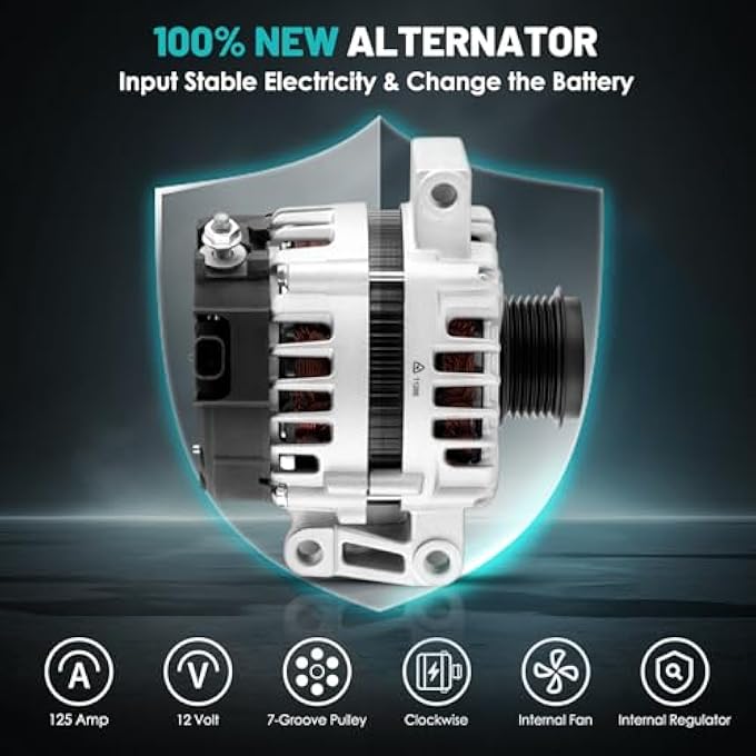 Farrme 11265 Car Alternators 125 Amp 7-Groove Pulley Fit for Chevrolet Malibu 2008-2012, Cobalt 2008-2010, for Pontiac G5 2008-2010, for Saturn Aura 2008-2009, Sky 2008-2008,Vue 2008-2010 L4 2.2L 2.4L - Image 3
