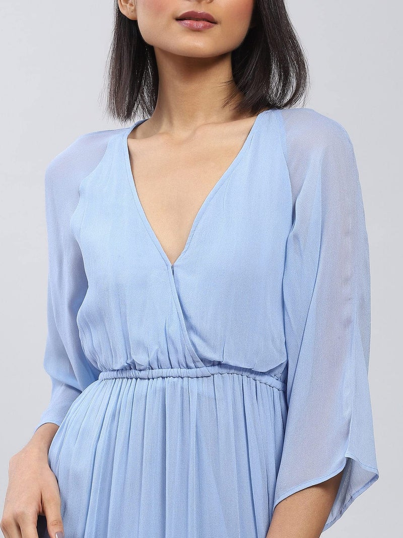 Label RITU KUMAR Powder Blue Maxi Dress with Tiers - Image 5