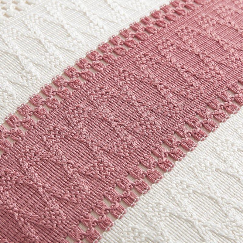ZeeMart 2 Packs Cotton Boho Throw Pillow Covers 16x16 Inch Contrast/Dusty Pink  Soft Farmhouse Decorative Couch Pillow Cases Pink Cushion Covers for Sofa Bed Living Room Home Decor - Image 4