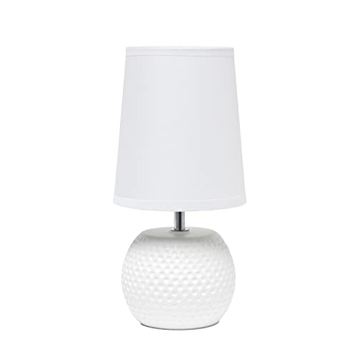 Simple Designs LT2084-WHT Mini Studded Texture Ceramic Bedside Table Lamp, White - Image 1