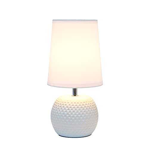 Simple Designs LT2084-WHT Mini Studded Texture Ceramic Bedside Table Lamp, White - Image 2
