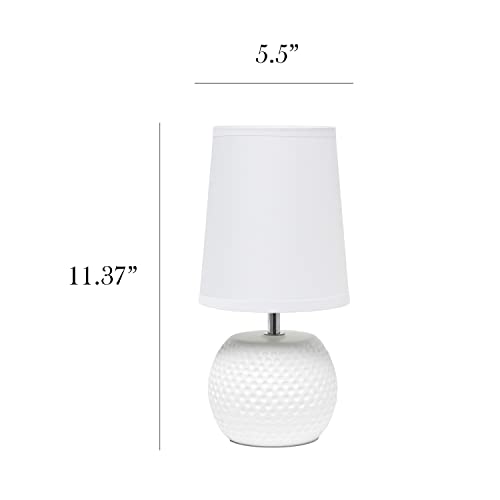 Simple Designs LT2084-WHT Mini Studded Texture Ceramic Bedside Table Lamp, White - Image 3
