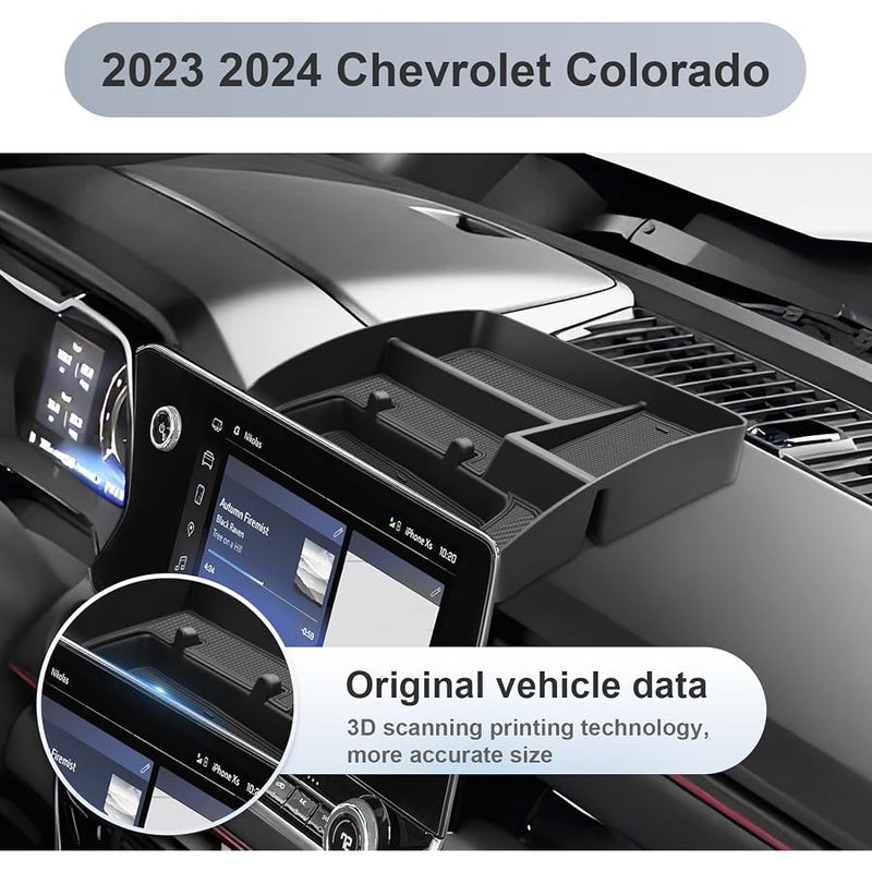SKTU for 2023 2024 Colorado Dashboard Organizer 2023 2024 Chevy Colorado/GMC Canyon Behind Screen Organizer 2024 Colorado ABS Materials Tray 2023 2024 Chevy Colorado Accessories with Phone Holder - Image 4