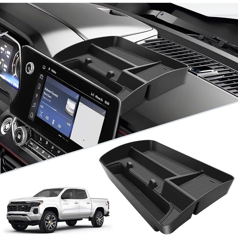 SKTU for 2023 2024 Colorado Dashboard Organizer 2023 2024 Chevy Colorado/GMC Canyon Behind Screen Organizer 2024 Colorado ABS Materials Tray 2023 2024 Chevy Colorado Accessories with Phone Holder - Image 1