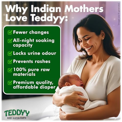 TEDDYY Easy Baby M Size Diaper Pant Style |14 Count (Medium) | 7–12 kg (Pack of 1) | Long Protection Hours | Anti-Bacterial | Airy Breathable Fit | Rapid Soaker Channels with Wetness Indicator - Image 3