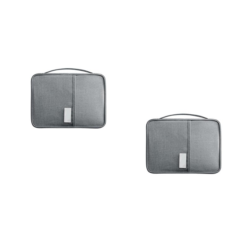 2pcs Travel Holder Document Organizer Bag Handy Wallet Pouch Grey Size L - Image 1