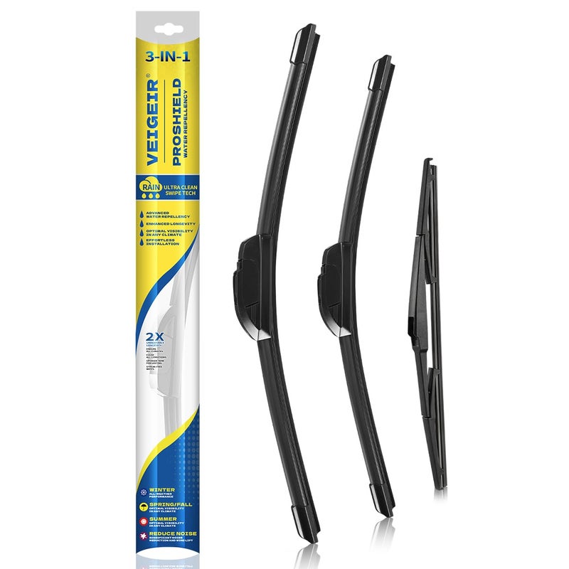 VEIGEIR 3 Pack Windshield Wiper Blades Compatible With Highlander 2008-2019 Front and Rear Original Equipment Automotive Replacement Blades Set For My Car - 26"20"12" - Image 1