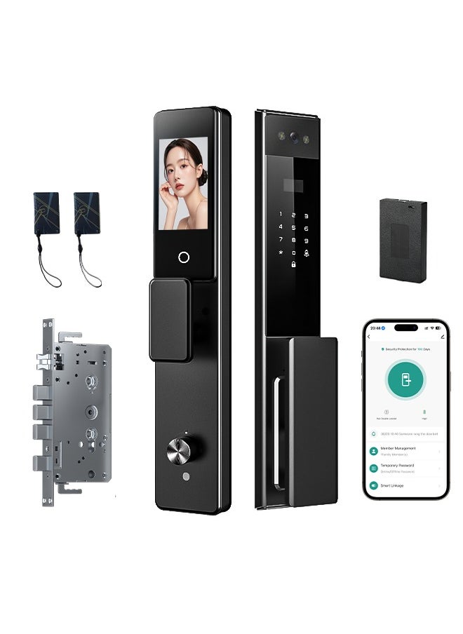 Tichondrius Smart Lock Full-Automatic Door Lock with CNC-Machined Panel,Face Recognition Dual Cameras, Palm Vein Unlocking ,WiFi Intercom, Tuya App, With 6068 Mortise  - Image 1