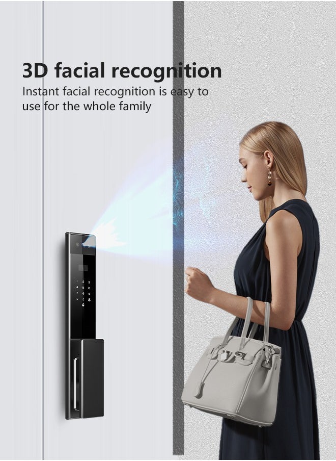 Tichondrius Smart Lock Full-Automatic Door Lock with CNC-Machined Panel,Face Recognition Dual Cameras, Palm Vein Unlocking ,WiFi Intercom, Tuya App, With 6068 Mortise  - Image 4