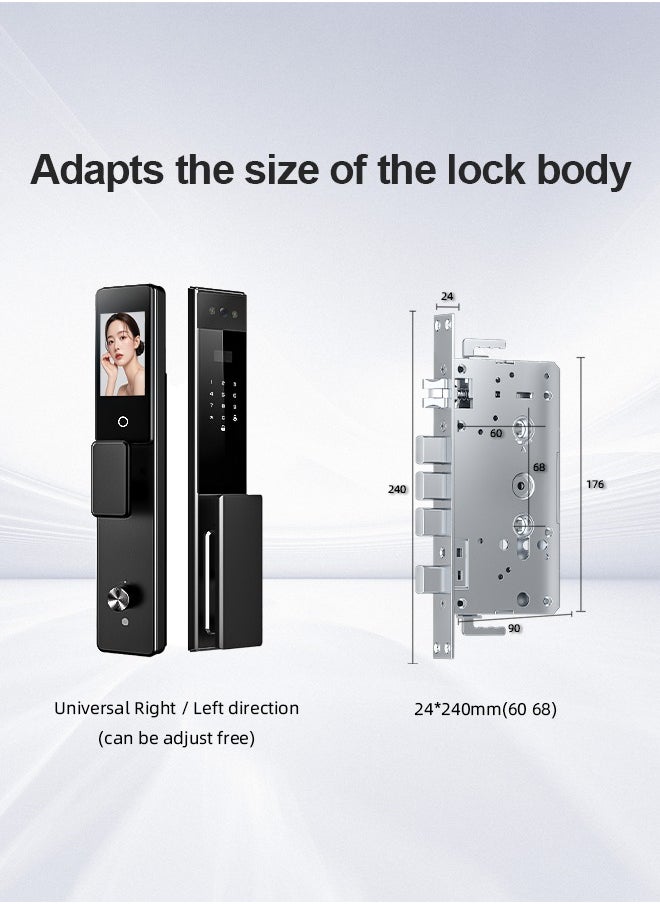Tichondrius - Smart Lock Full-Automatic Door Lock with CNC-Machined Panel,Face Recognition Dual Cameras, Palm Vein Unlocking ,WiFi Intercom, Tuya App, With 6068 Mortise - Image 1