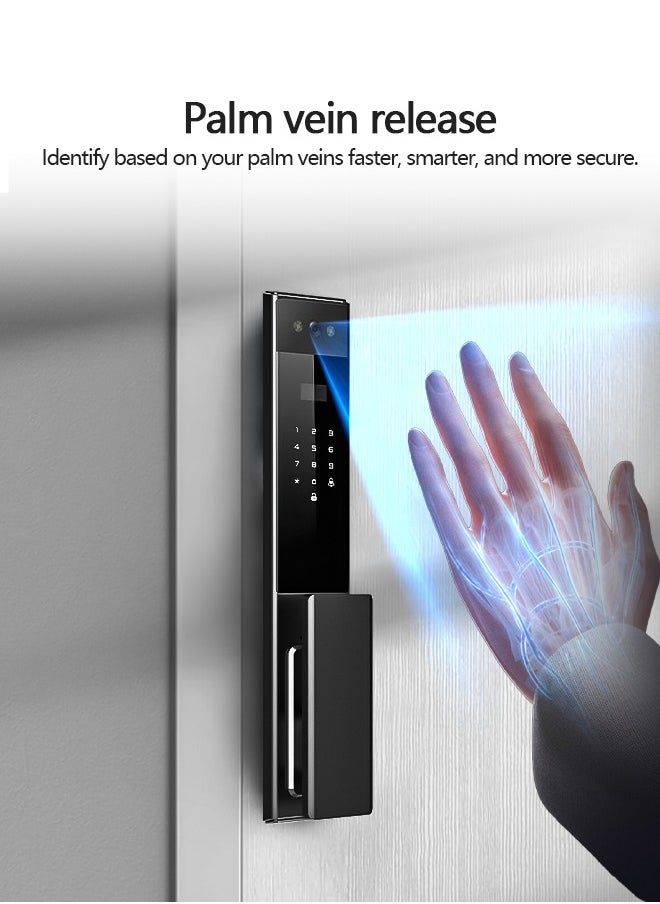 Tichondrius Smart Lock Full-Automatic Door Lock with CNC-Machined Panel,Face Recognition Dual Cameras, Palm Vein Unlocking ,WiFi Intercom, Tuya App, With 6068 Mortise  - Image 2