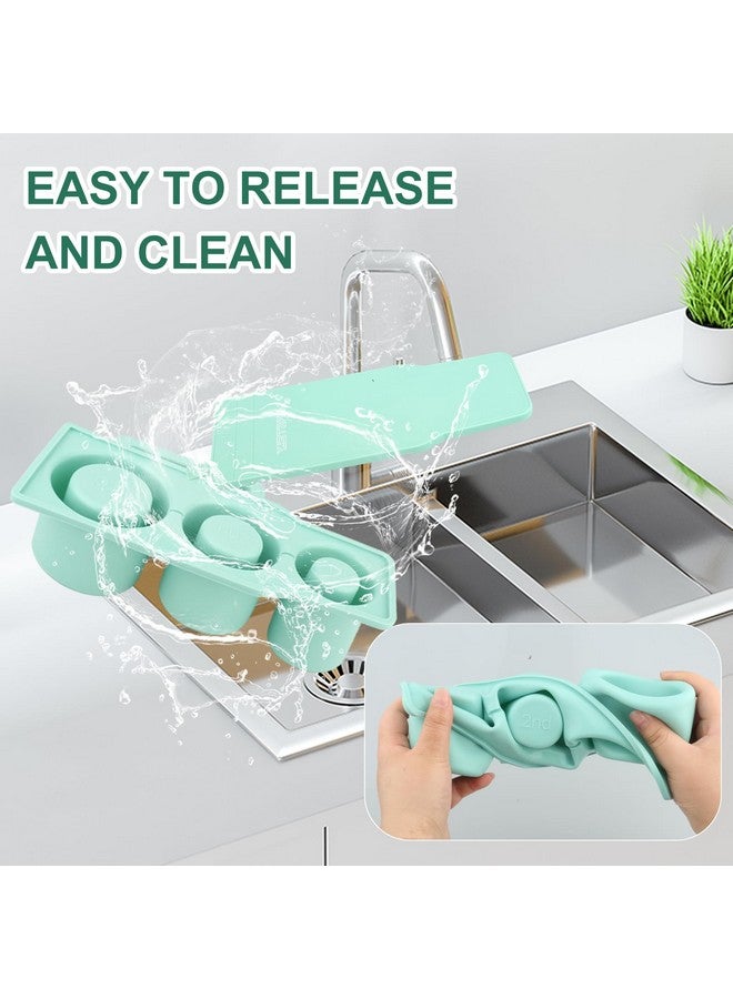 minstely minstely Silicone Ice Cube Tray with Lid for 30-40 oz Tumbler Cups, Easy Release Ice Cube Mold for Freezer, Produces 3 Hollow Cylinder Ice Cubes, Ideal for Cooling Coffee, Cocktails, Whiskey (Green) - Image 4
