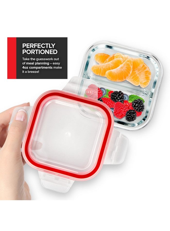Stock Your Home Glass Portion Control Bariatric Containers (3 Pack), 1 Cup Food Containers with Two 4 oz Compartments, 4oz Food Storage Containers for meal prep, Microwave Safe Glass Portion Containers with Lids - Image 5