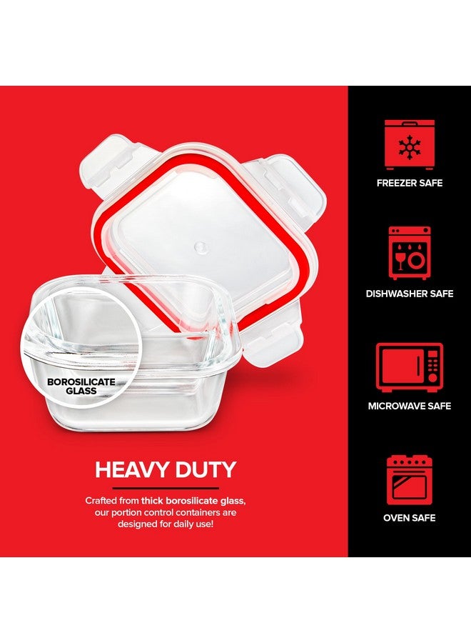 Stock Your Home Glass Portion Control Bariatric Containers (3 Pack), 1 Cup Food Containers with Two 4 oz Compartments, 4oz Food Storage Containers for meal prep, Microwave Safe Glass Portion Containers with Lids - Image 3